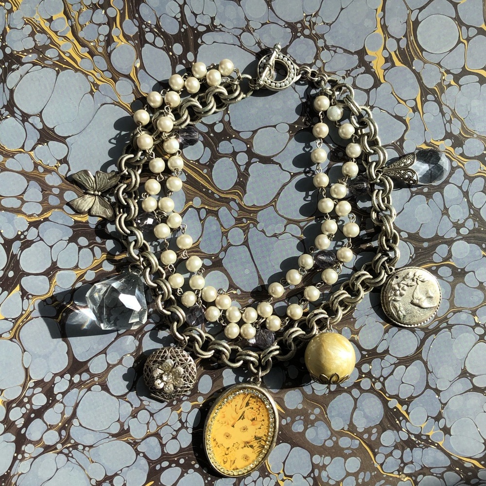 Multi strand statement necklace.